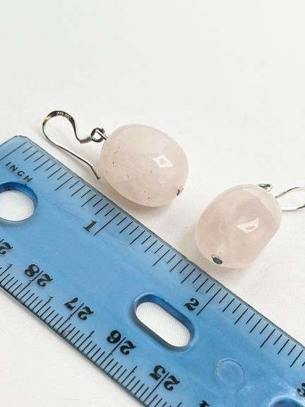 925 Sterling Silver Pink Quartz Danfle earrings
