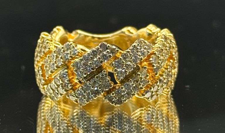 2.00CTW NATURAL DIAMOND CUBAN LINK STATEMENT RING