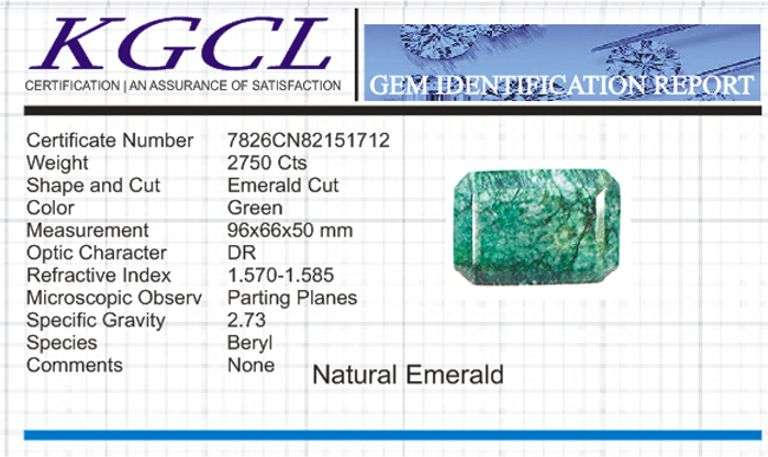 Huge Certified 2750 Ct Museum Size Natural Emerald Solitaire