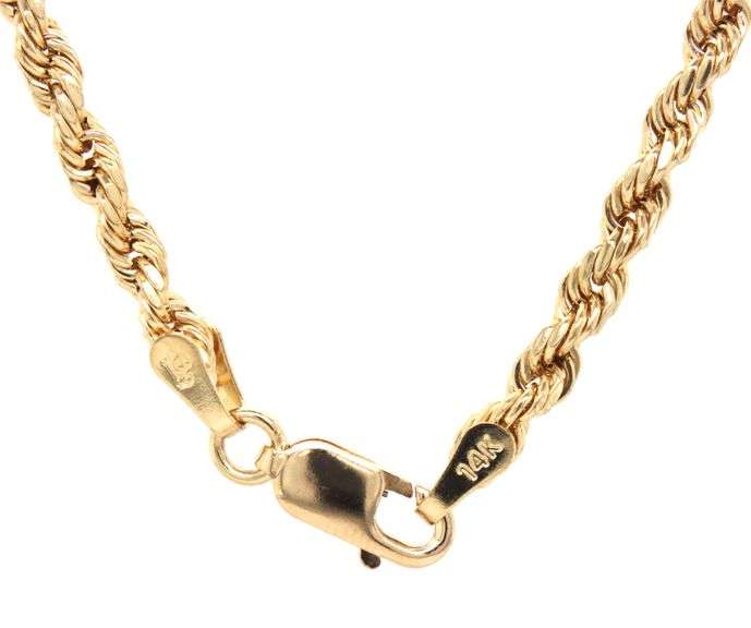 Rope chain necklace in 14kt Yellow gold