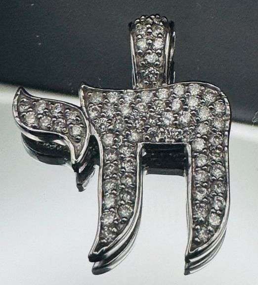 14K WHITE GOLD 0.80CTW NATURAL DIAMOND "HI LIFE" PENDANT
