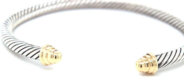David Yurman 2 tone dome cuff bangle bracelet