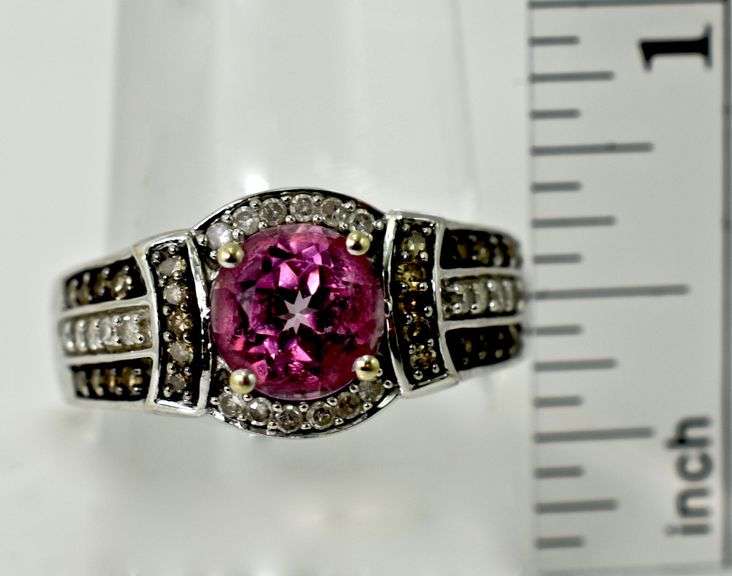 Feminine 14K  Pink Tourmaline & Diamond Ring