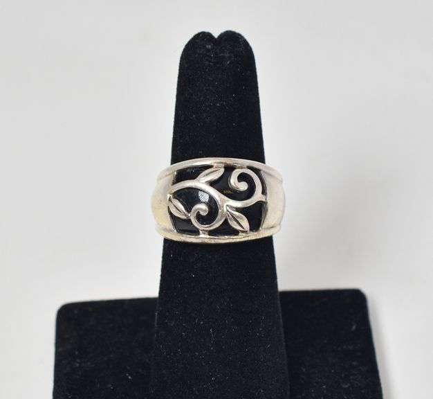 Sterling Silver Black Onyx Gemstone Dome Ring