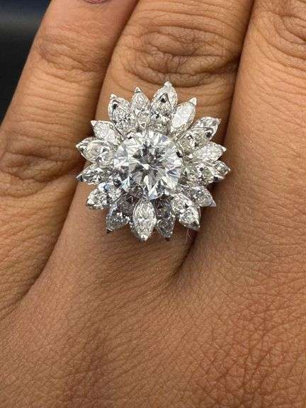 6.78ctw Natural Earth-Mined Diamond Statement Ring | Solid Platinum (10g)