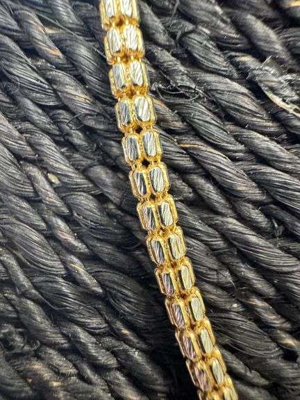 Sterling Silver 2-Tone Gold Plated Diamond-Cut Bead Tube Chain 4mm 925 Italy 18"