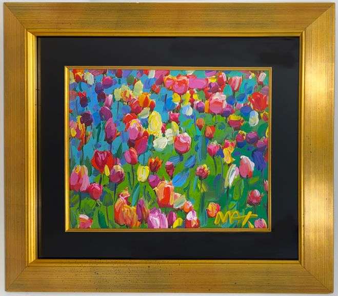 Original Peter Max Mixed Media with Acrylic Tulips