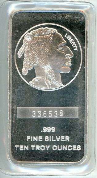 Prooflike Buffalo 10 Troy Ozs pure .999 Fine Silver in plastic. Unique Serial #