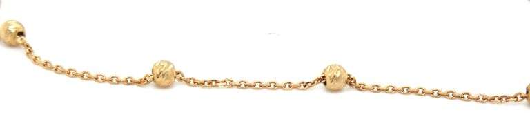 18kt Yellow gold 7.5-inch gold bead station bracelet