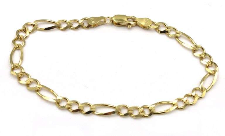 14kt Yellow gold Figaro link bracelet