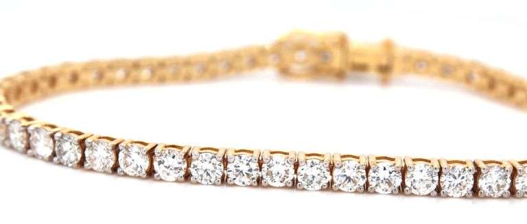 14kt Yellow gold 6.23ct Lab grown diamond tennis bracelet