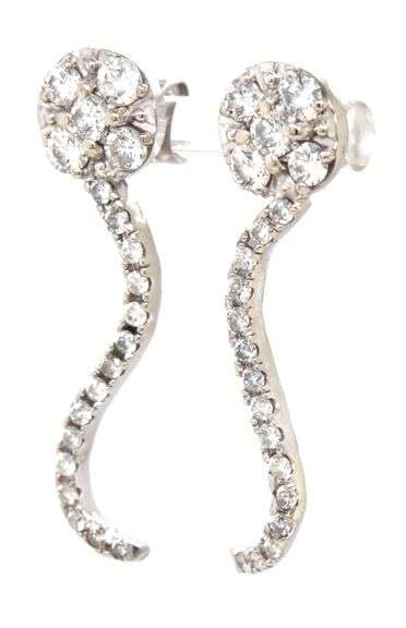 14kt White gold 2ctw diamond cluster swirl post earrings
