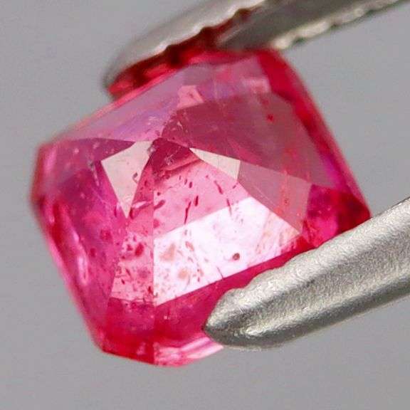 Heated only! Top crystal! .63ct vibrant red emerald cut Ruby!