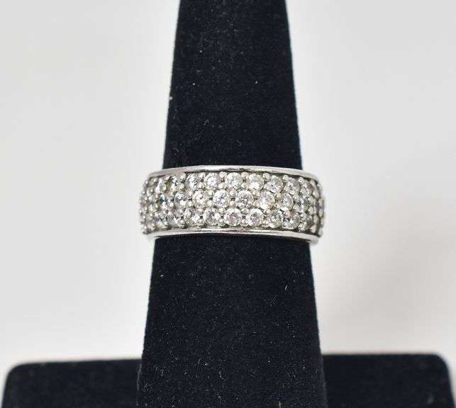 Sterling Silver Cubic Zirconia Gemstone Ring Band