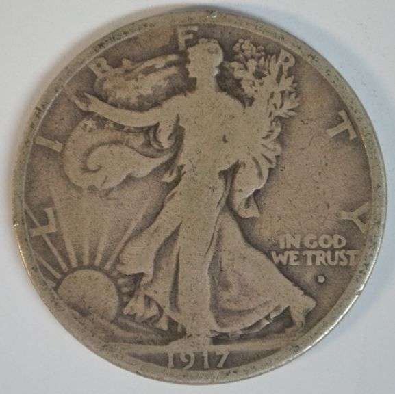 Scarce 1917-D (Obverse) Walking Liberty Half Dollar in VG/Fine