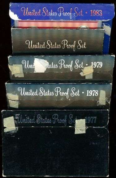 5 Different US Proof Sets in Box w/CoA: 1977-1983