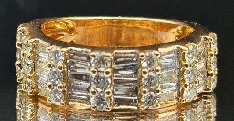 14K ROSE GOLD 2.50CTW ROUND & BAGUETTE DIAMOND WEDDING BAND