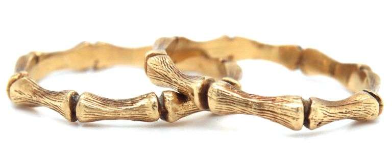 Matched Pair of 14K YG Bsmboo Design Bands