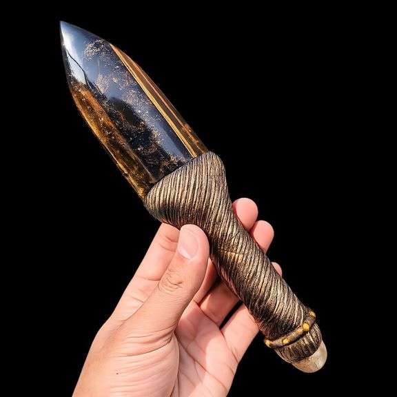 Tiger’s Eye Crystal Arrowhead Knife Gemstone Blade