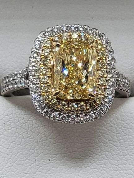 Magnificent 18KT Yellow Gold 2.10 Carat Certified Fancy Vivid Yellow Lab Diamond Ring