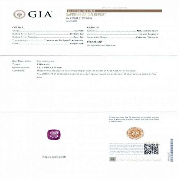 PLATINUM UNHEATED PURPLE PINK KASHMIR SAPPHIRE AND DIAMOND RING 2.54 C.T.W., GIA CERTIFIED
