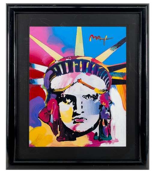 Highly Collectible Peter Max Original Mixed Media Acrylic Statue of Liberty
