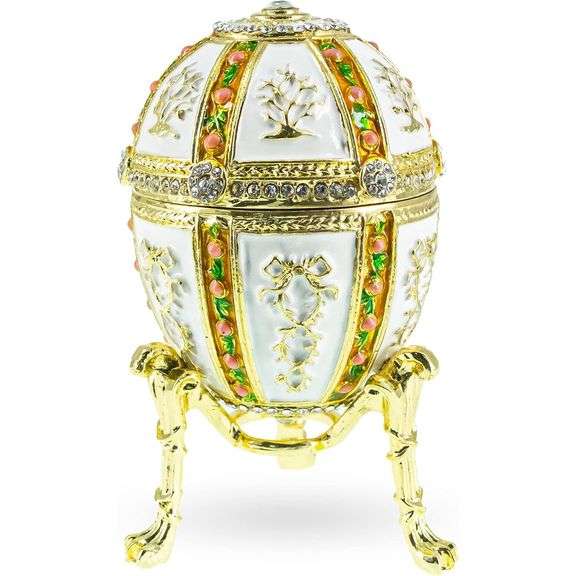 Imperial-Style Egg Trinket Box with Crystal Accents