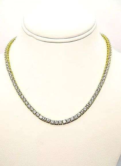 18 Kt. Yellow Gold Plated 36.5 Cttw CZ Tennis Necklace