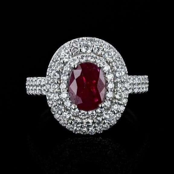 PLATINUM BURMESE RUBY AND DIAMOND RING 2.45 C.T.W., GIA CERTIFIED