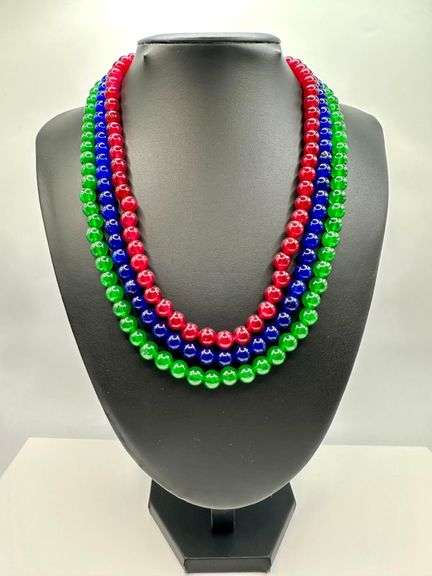 Beautiful Natural Ruby Emerald Blue Sapphire Necklace