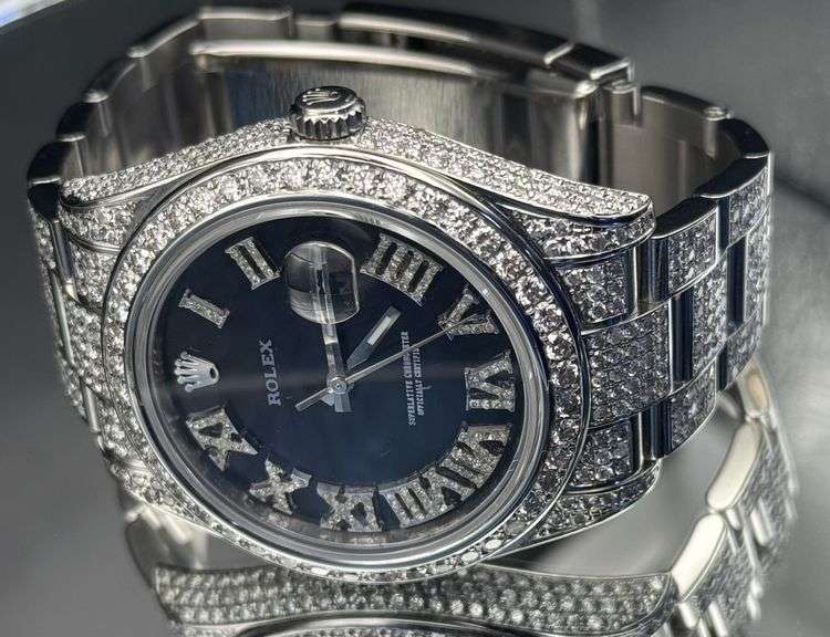 Rolex Datejust II 41mm Stainless Steel Ref: 116300 Custom Diamond Watch