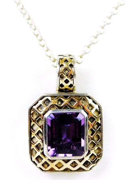 Sterling & 14K Gold Amethyst Necklace