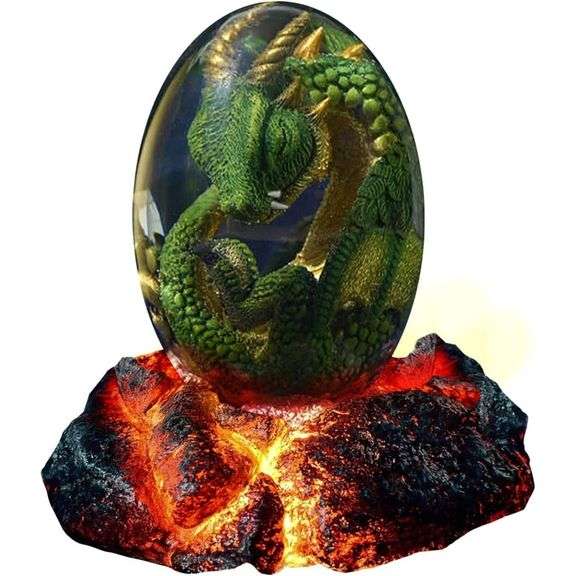 Crystal Lava Dragon Egg with Illuminated Base