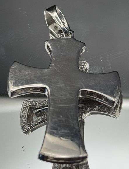 14K WHITE GOLD 1.75CTW NATURAL DIAMOND CRUCIFIX CROSS PENDANT
