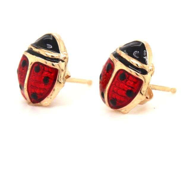 14kt Yellow gold Lady bug stud earrings