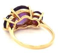 Fashionable 14K YG 3 Stone Amethyst Ring