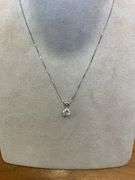 14K White Gold Solitaire Diamond Pendant Necklace