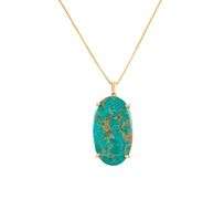 18kt Yellow gold oval Turquoise pendant on box chain
