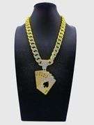 Huge 178 Gram 14 K Yellow Gold Plate Royal Flush Pendant Necklace