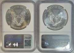 Near Perfect 2014 & 2015 $1 American Silver Eagles. NGC MS69
