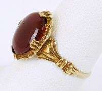 Antique 10K Gold Carnelian Ring, Size 7.5