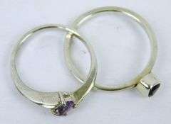 2 Sterling Silver Amethyst Rings