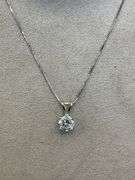 14K White Gold Solitaire Diamond Pendant Necklace