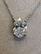 14K White Gold Oval Diamond Solitaire Pendant Necklacet