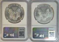 Near Flawless better 1991 & 1999 $1 Silver Eagle. NGC MS69