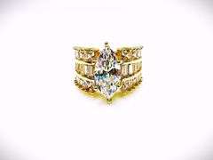 Sparkling 14 Kt Yellow Gold Plated 4.5 Ct Marquis Cut Lab Simulated Diamond Ring