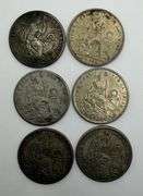 Collection of six Peruvian Un Sol Silver Coins from the 1920's
