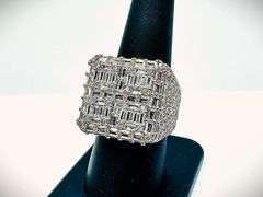 Mens White Gold Plate 6.75 Cttw White CZ Gemstone Ring