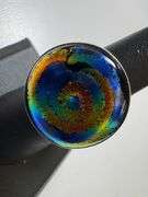 Sterling Silver 925 One of a Kind Dichroic Glass Ring Size 7.5