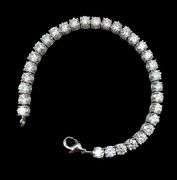 Spectacular 14 Kt White Gold Plated 19 Cttw 38 Count White Fire Moissanite Tennis Bracelet